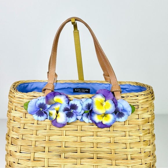 Kate Spade New York Straw Bag with Leather Top Handles NEW - Picture 3 of 10